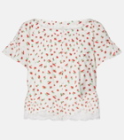 Posse Delia lace-trimmed printed cotton blouse