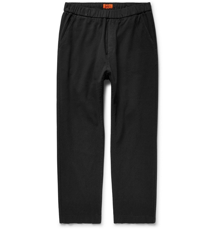 Photo: Barena - Cropped Tapered Stretch-Cotton Twill Drawstring Trousers - Black