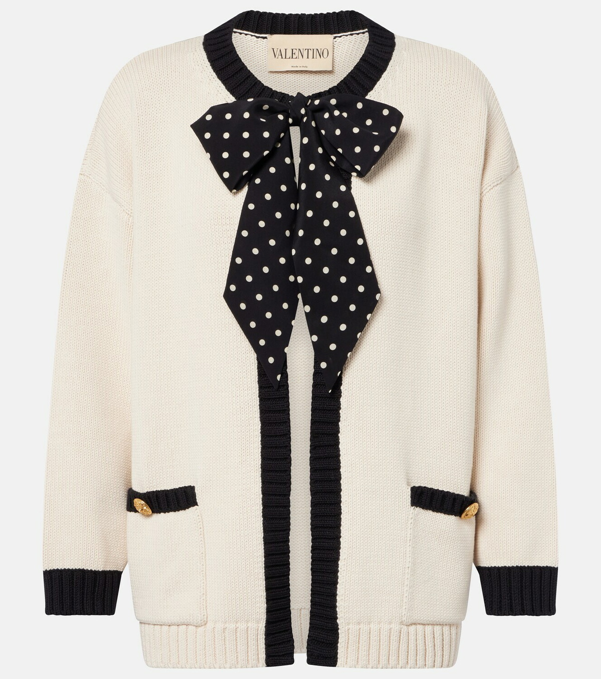 Valentino Bow-detail cotton-blend cardigan
