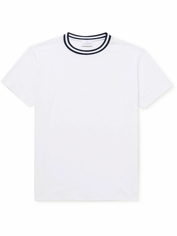 Photo: Kingsman - Striped Cotton and Cashmere-Blend T-Shirt - Neutrals