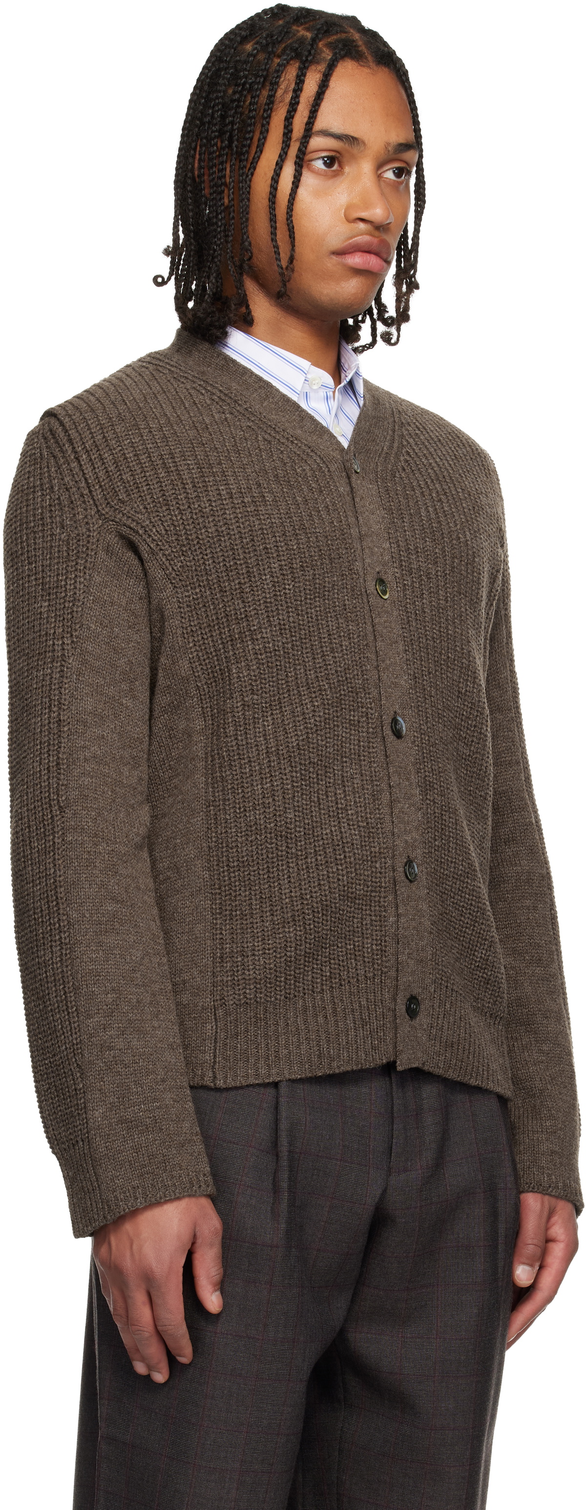 Comme des Garçons Homme Deux Brown Wool Cardigan