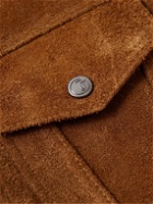 Gallery Dept. - Leather-Appliquéd Suede Trucker Jacket - Brown