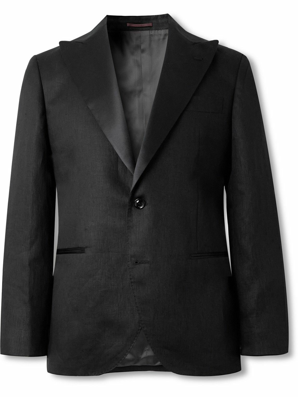 Brunello Cucinelli - Satin-Trimmed Linen Tuxedo Jacket - Black