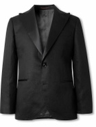 Brunello Cucinelli - Satin-Trimmed Linen Tuxedo Jacket - Black