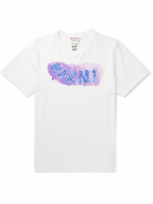 Photo: Marni - Flaminia Veronesi Logo-Print Cotton-Jersey T-Shirt - White