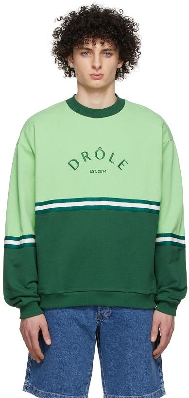 Photo: Drôle De Monsieur Green 'Le Sweatshirt Drôle Bicolore' Sweatshirt