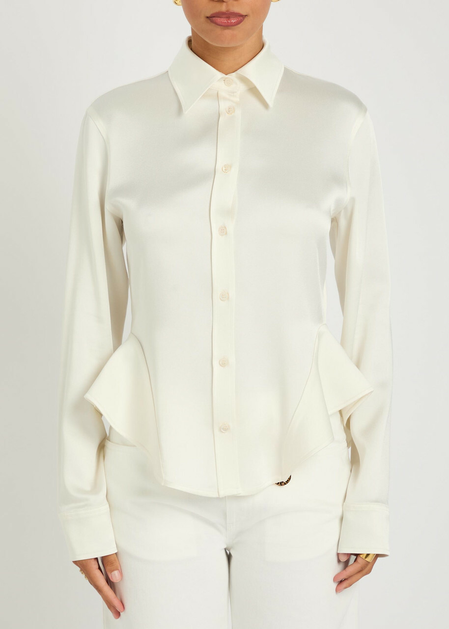 Stella Mccartney Peplum Satin-crepe Shirt Cream