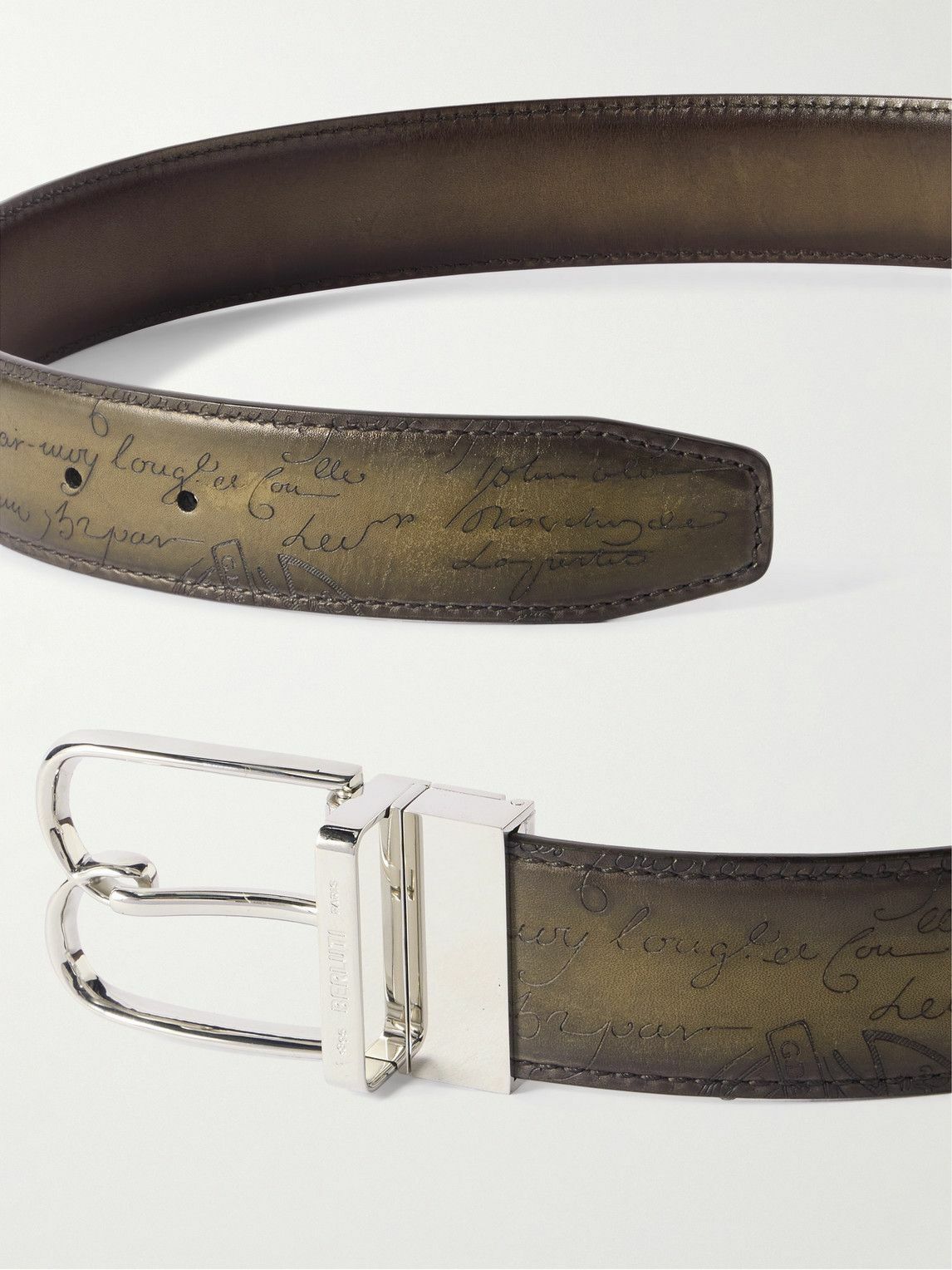 Berluti - 3.5cm Scritto Venezia Leather Belt - Brown