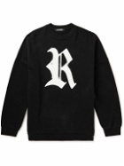 Raf Simons - Oversized Leather-Trimmed Logo-Print Cotton-Jersey Sweatshirt - Black