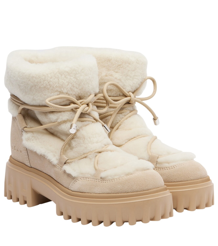 Photo: Hogan Hogan H700 shearling-trimmed suede ankle boots