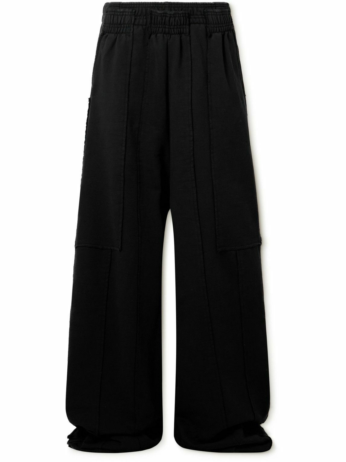 VETEMENTS - Wide-Leg Panelled Cotton-Blend Jersey Sweatpants - Black  Vetements