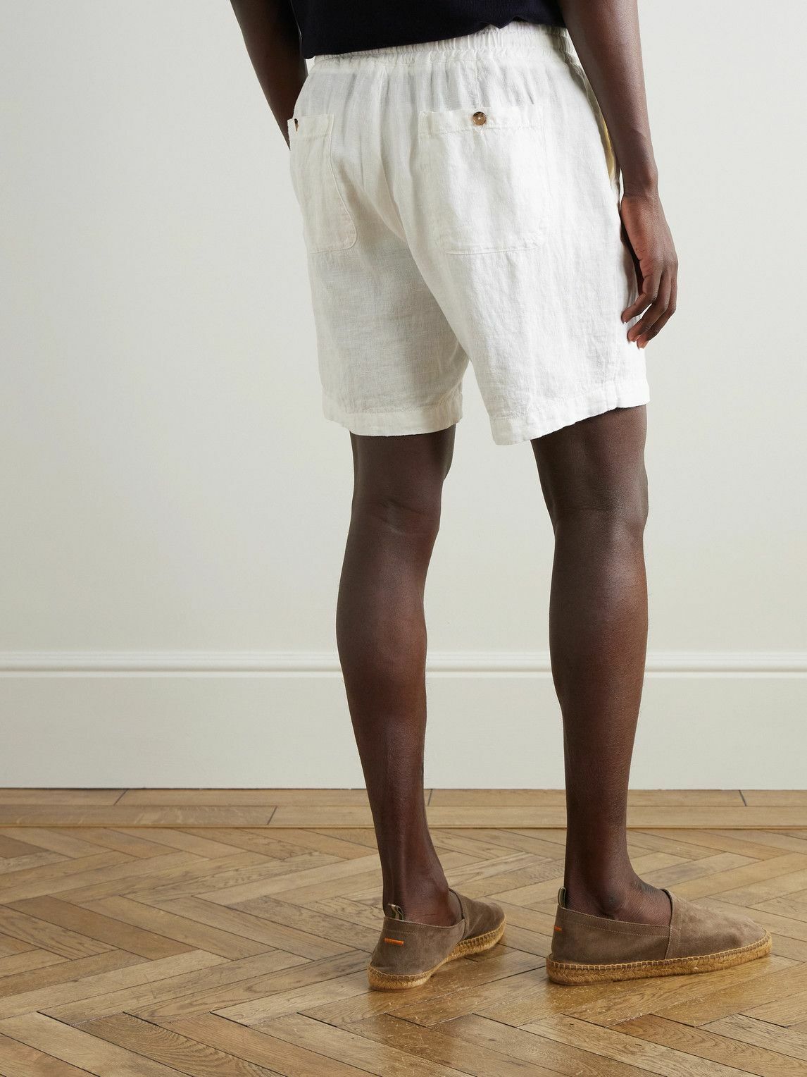 Altea - Samuel Straight-Leg Linen Drawstring Shorts - White