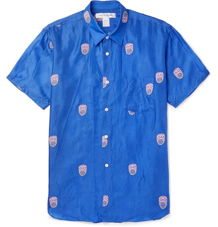 Photo: Comme des Garçons SHIRT - Embroidered Voile Shirt - Blue