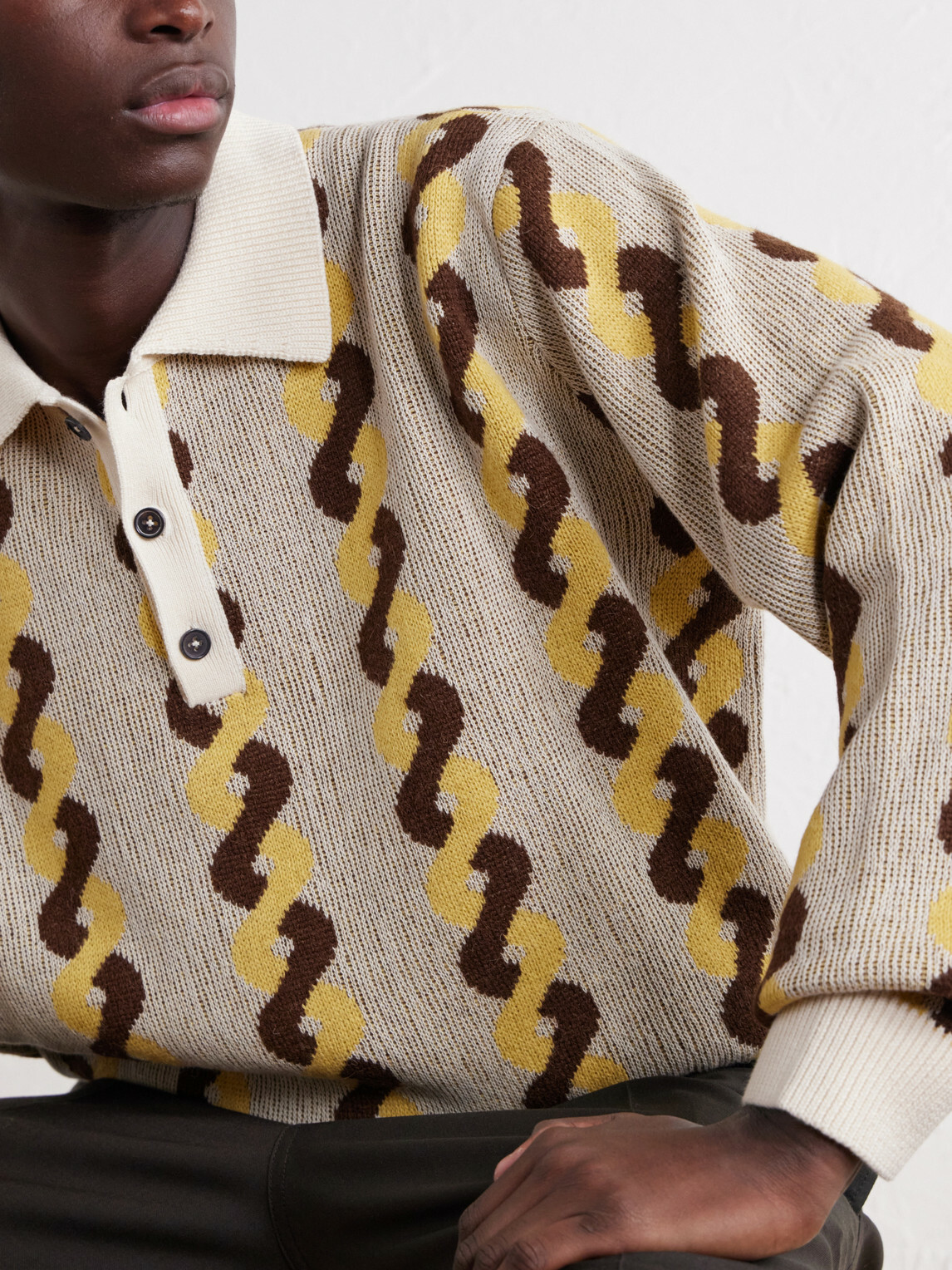 BODE - Lasso Jacquard-Knit Cotton, Alpaca and Merino Wool-Blend Polo Sweater - Neutrals