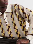 BODE - Lasso Jacquard-Knit Cotton, Alpaca and Merino Wool-Blend Polo Sweater - Neutrals