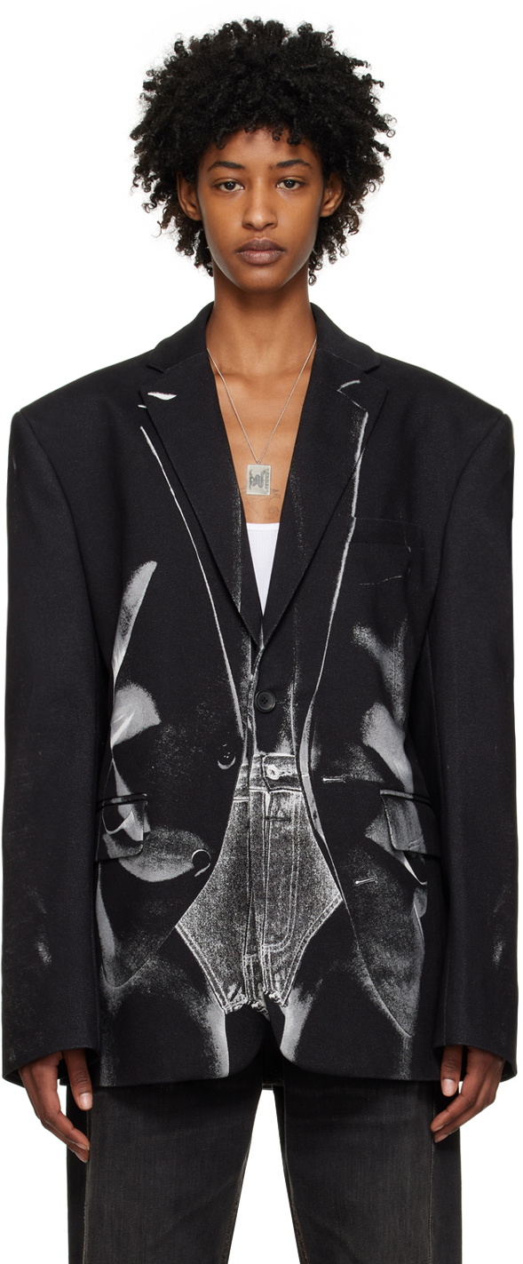 Y/Project Black Jean Paul Gaultier Edition Janty Denim Blazer