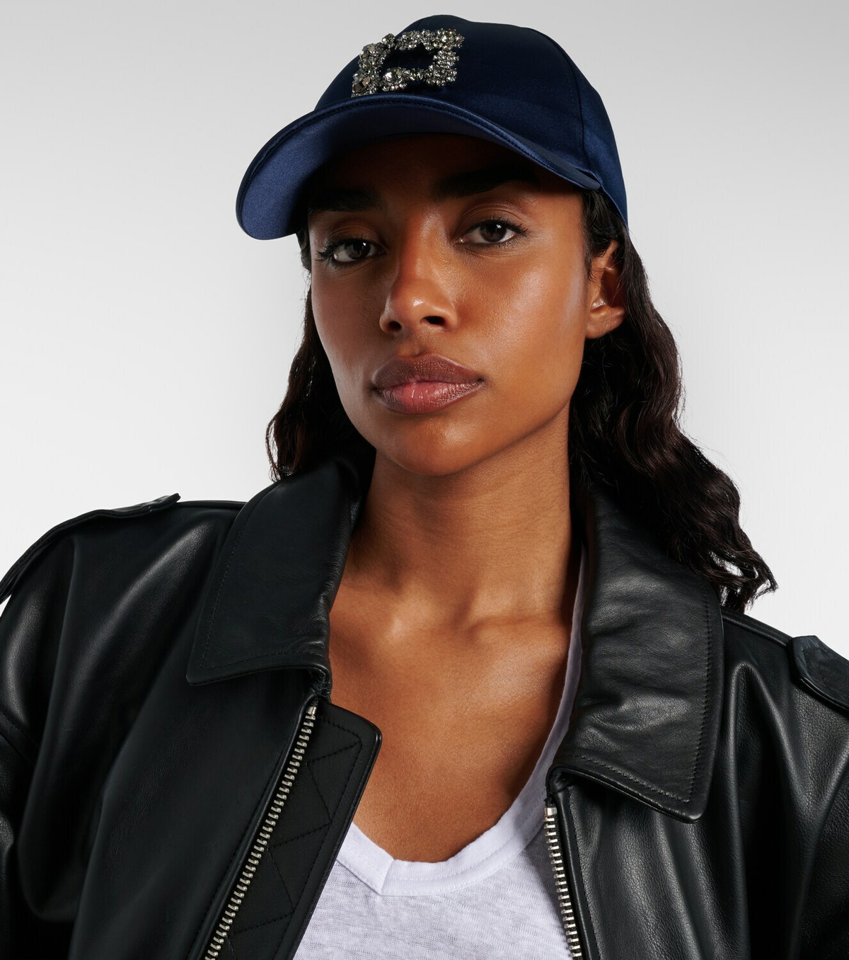 Roger Vivier Efflorescence satin baseball cap Roger Vivier