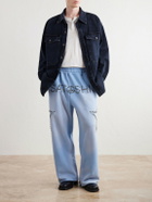 Satoshi Nakamoto - Straight-Leg Studded Cotton-Jersey Sweatpants - Blue