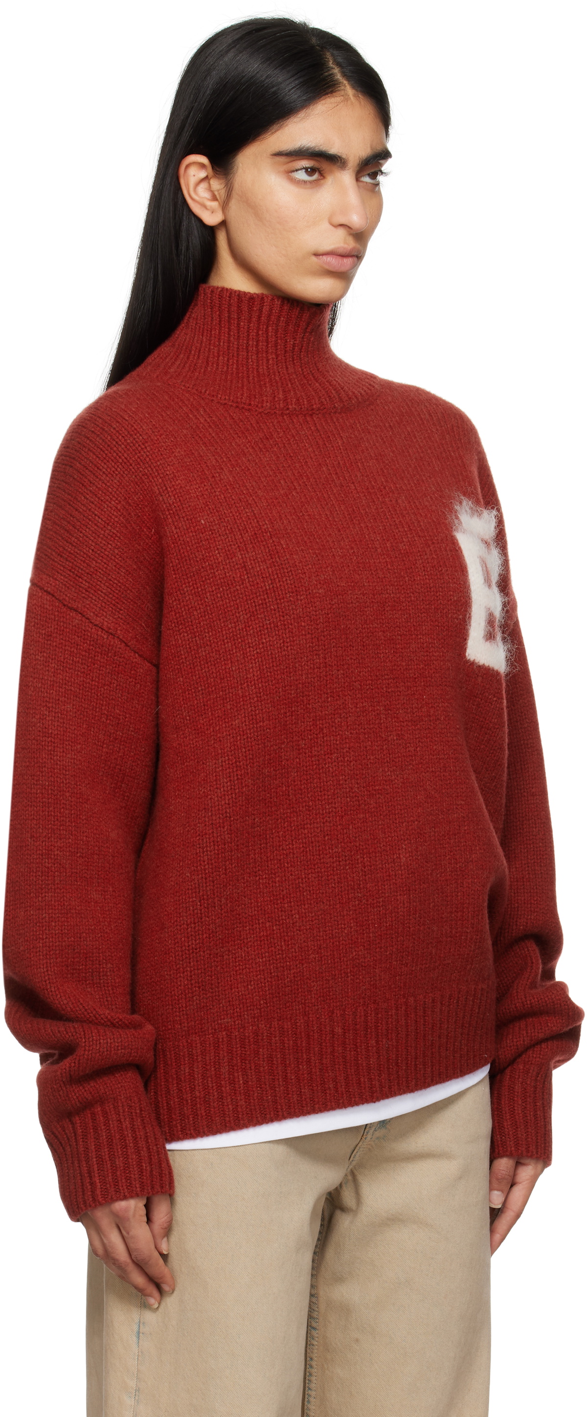 Études Red Recycled Wool Turtleneck