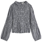 RIXO Women's Gardenia Top in French Check Navy