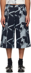 Wales Bonner Navy Theaster Gates Edition 'The Jet Zip' Denim Shorts