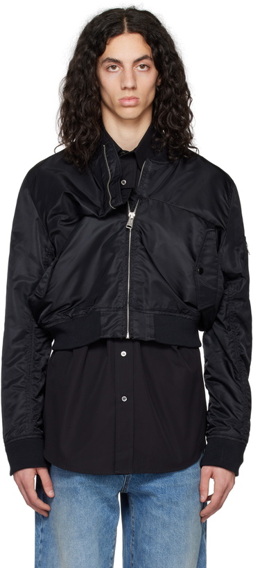 Photo: Marina Yee Black Customized Fold Bomber Jacket