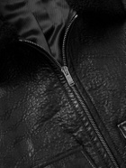 SAINT LAURENT - Shearling-Trimmed Full-Grain Leather Jacket - Black