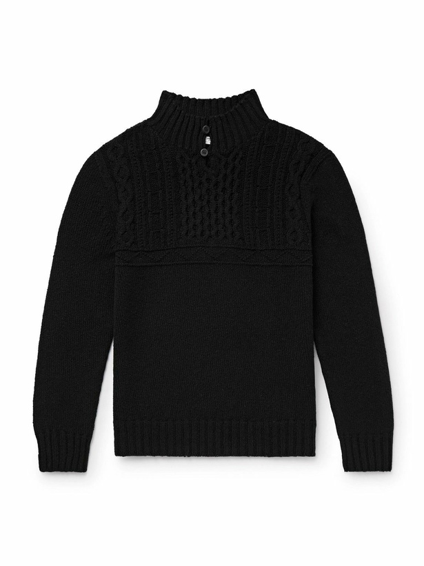 Photo: Inis Meáin - Máirtín Beag Galánta Merino Wool and Cashmere-Blend Sweater - Black