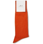 Mr P. - Ribbed Cotton-Blend Socks - Orange