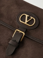 Valentino Garavani - Antibes Full-Grain Leather-Trimmed Suede Messenger Bag