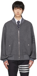 Thom Browne Grey 4-Bar Melton Jacket