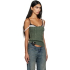 Balenciaga Green Patched Cotton Hybrid Cable Knit Tank Top