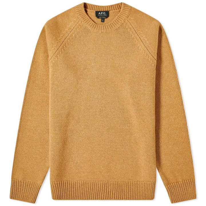 Photo: A.P.C. Men's Pablo Lambswool Crew Knit in Camel