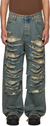 424 Blue Big Daddy Ripped Jeans
