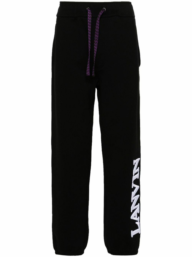 Photo: Lanvin Black Logo-Embroidered Cotton Track Pants