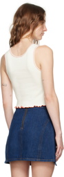 Re/Done White Sporty Contrast Tank Top