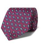 ETRO - 8cm Embroidered Silk-Faille Tie - Burgundy