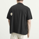 NOMARHYTHM TEXTILE Men's Flower Embroidery Open Collar Shirt in Black