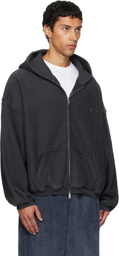 Alexander Wang Black Graphic Logo Zip Hoodie