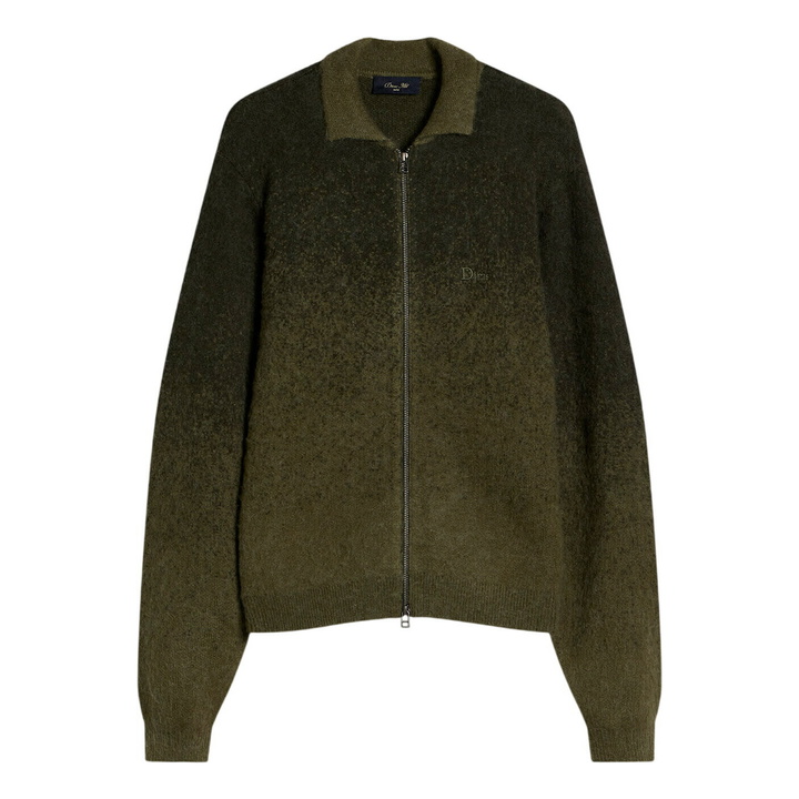 Photo: Dime Men's Mohair Double Zip Knit in Forest