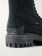 Balenciaga - Combat Strike Distressed Canvas Ankle Boots - Black