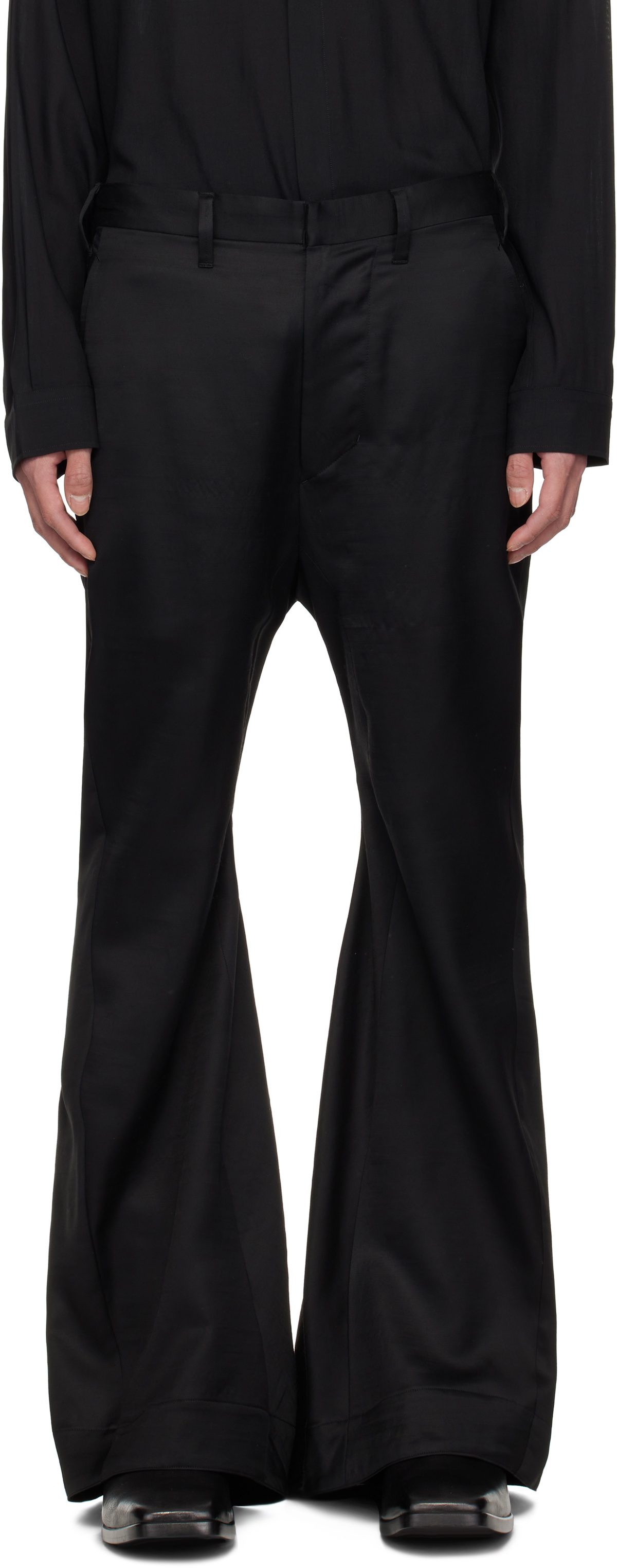 Julius Black Flared Jet Trousers Julius