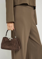 Tory Burch Eleanor Mini T-logo Suede top Handle bag - Dark Brown - One Size