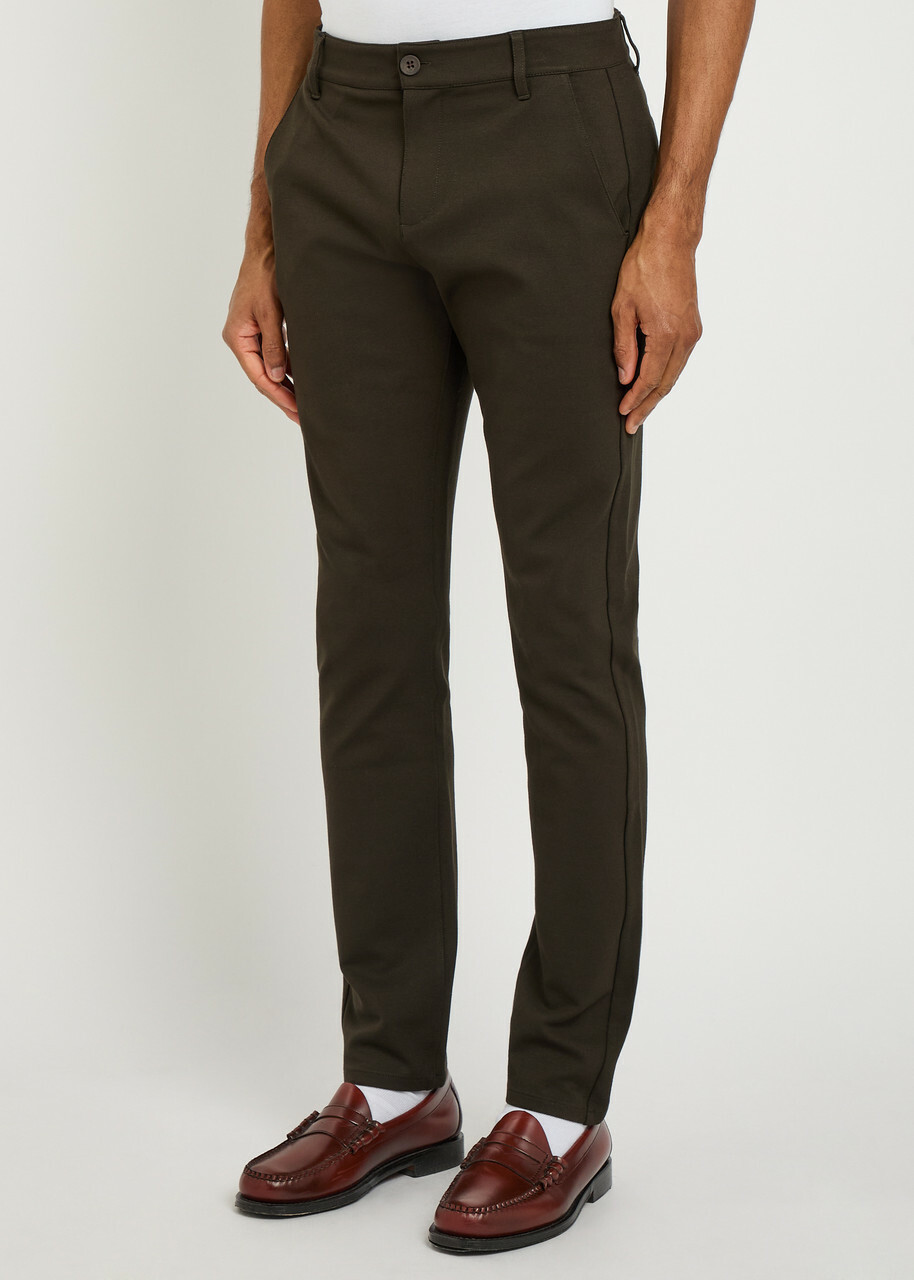 Paige Stafford Slim-leg Jersey Trousers Dark Green