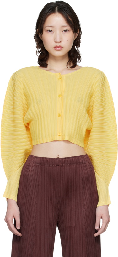 Photo: PLEATS PLEASE ISSEY MIYAKE Yellow Rib Pleats January Cardigan