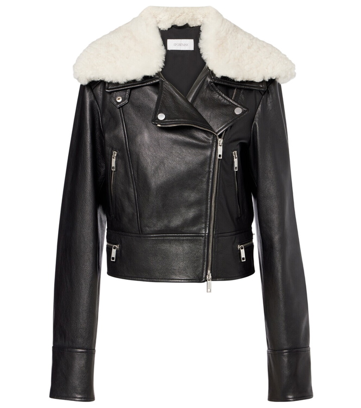 Photo: Sportmax Toscana shearling-trimmed leather jacket
