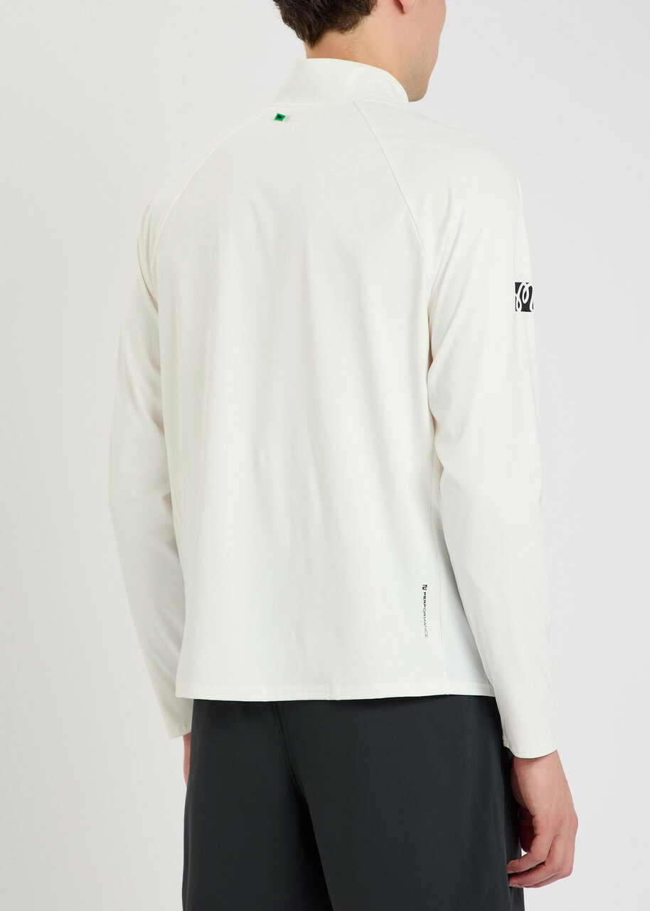 Malbon Performance Logo Half-zip Stretch-jersey top White