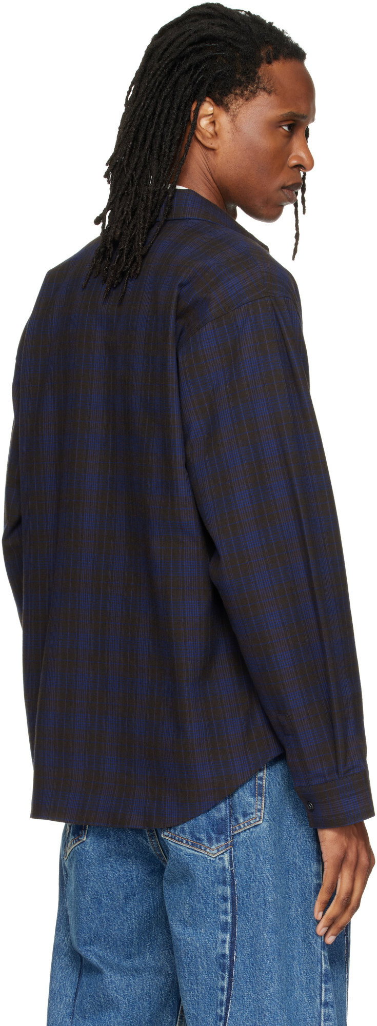 VETEMENTS Blue Zip Up Flannel Shirt