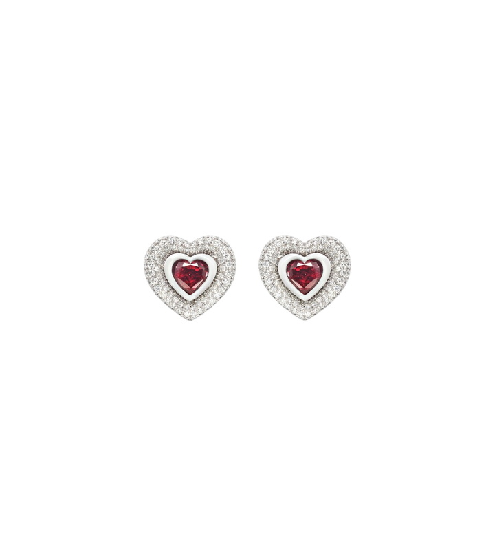 Photo: Kamyen Heart 18kt white gold earrings with diamonds and rubies