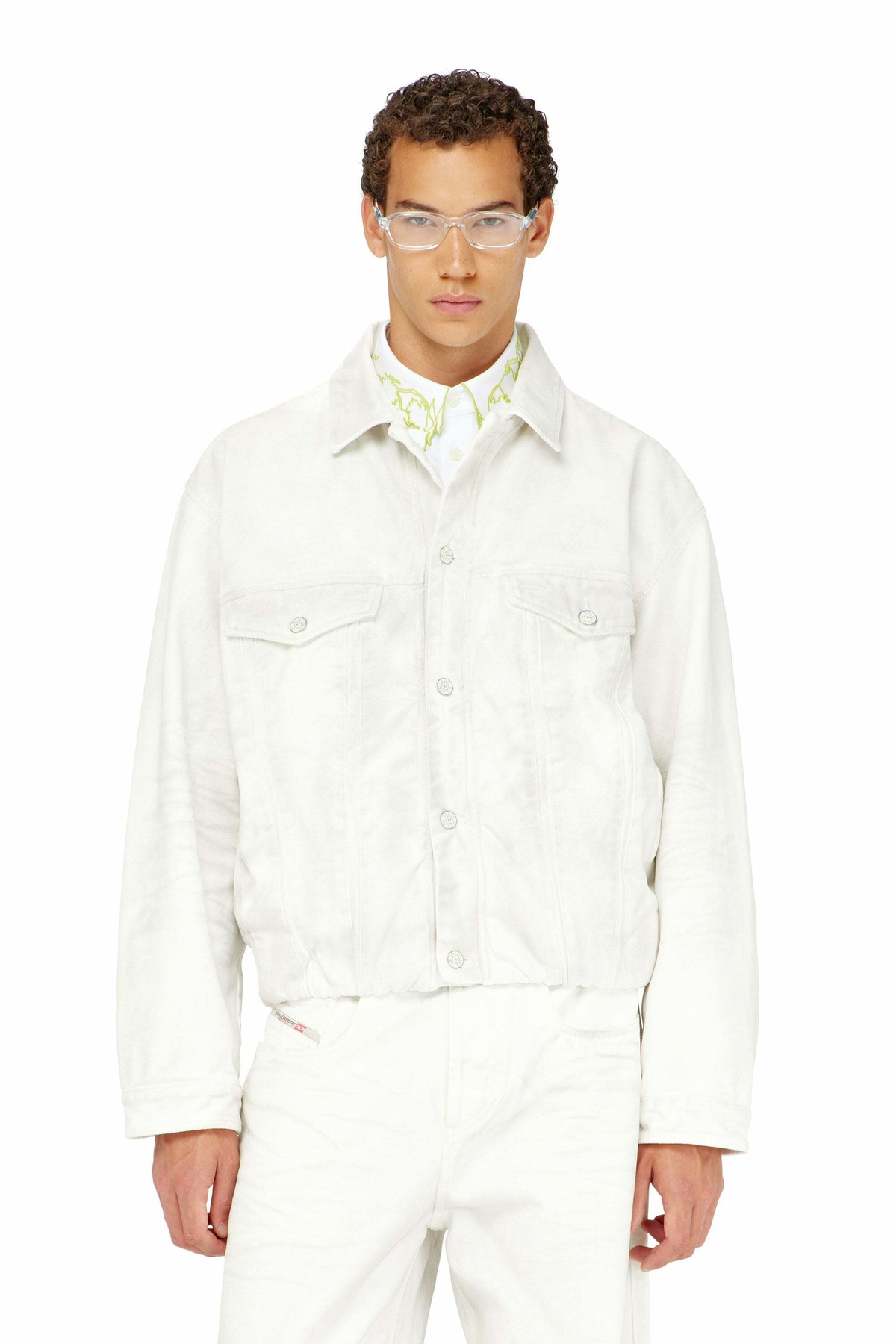 Diesel Elasticated trucker jacket in denim - Denim Jackets Mens in White